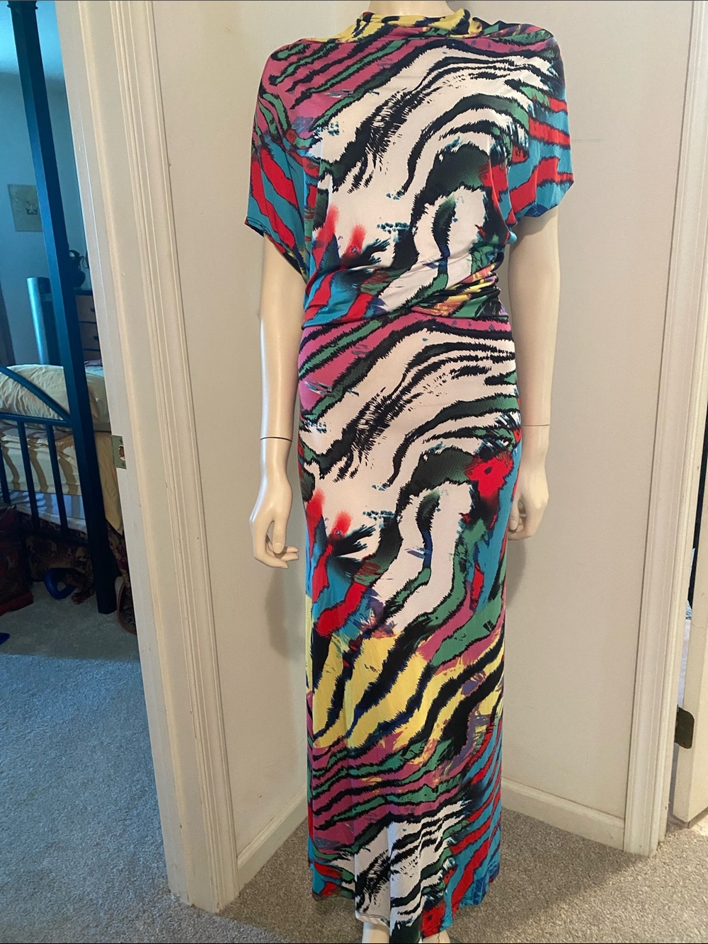 cameo Vibrant Multi-Stripe Zebra Print Maxi Dress